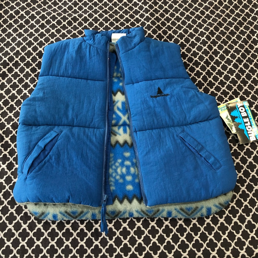 BUGLE BOY VTG Puffer Fleece Lined Insulated Full Zip DeadStock Vest Kids XL H19